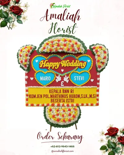 Karangan Papan Bunga Pernikahan di Trayu
